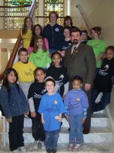 Delegate Boteler poses with students of Connections Academy and the families of E-Mom after the introduction of House Bill 1543 (Education - Public Schools - Virtual Schools) Sponsored By: Delegates Boteler and Kach. March 24, 2009 