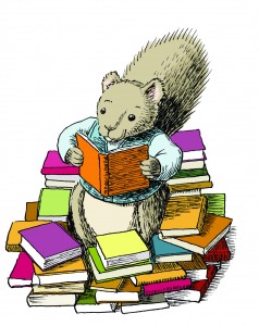 Squirrel with books