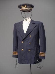 Chesapeake Bay ferryboat captain Daniel G. Higgin’s uniform hat and jacket will be presented to the public for the first time in the exhibition A Broad Reach: 50 Years of Collecting, which opens on both floors of the Chesapeake Bay Maritime Museum’s Steamboat Building on Saturday, May 23, 2015. Details are at www.cbmm.org. Digital image by David W. Harp © Chesapeake Bay Maritime Museum.