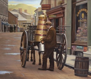 John Payne, Milk Delivery, oil at McBride Gallery