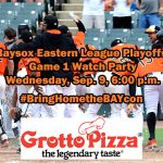 Baysox hosting playoff watch party at Grotto Pizza on Wednesday