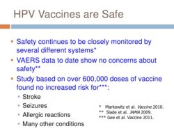 HPV vaccine safety Evolve DPC